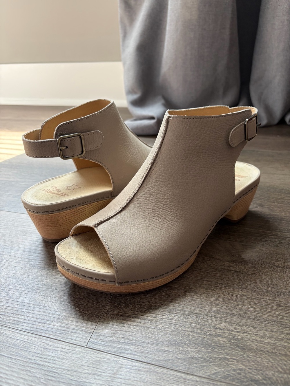 Dansko Lizzy Peep-Toe Booties, taupe, 41 (10.5-11)